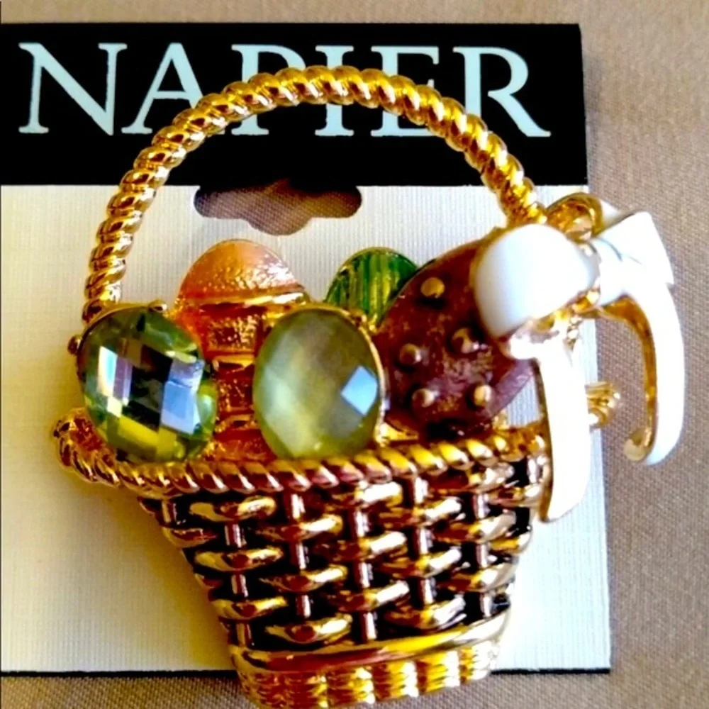 Napier Easter Eggs in Basket Brooch